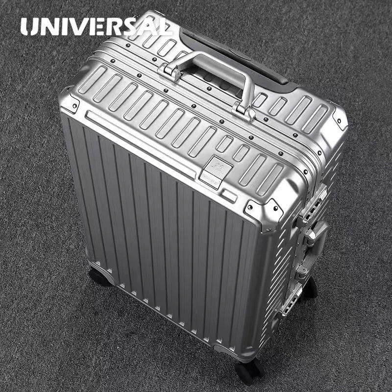 New Ultra Sturdy Aluminum Frame Luggage, 2-Pieces Set 20 22 24 26 28 Inch Carry On Luggage Suitcase Set High Aesthetic Board Case, Universal Wheel Business Travel Box Set, Optional 20-28 Inch