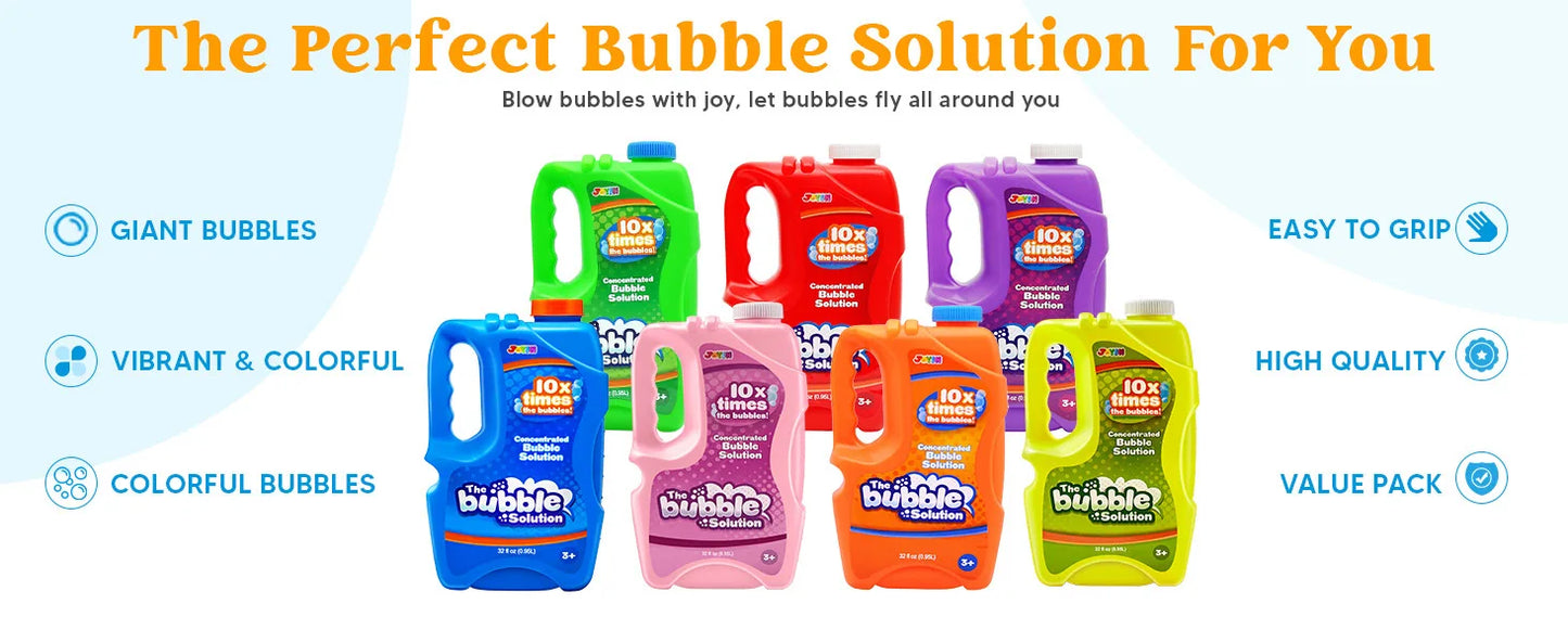 JOYFY 32 OZ Concentrated Bubble Solution for Bubble Machines (Up to 2.5 Gallons) Concentrated Solution Refills for Machine Wands