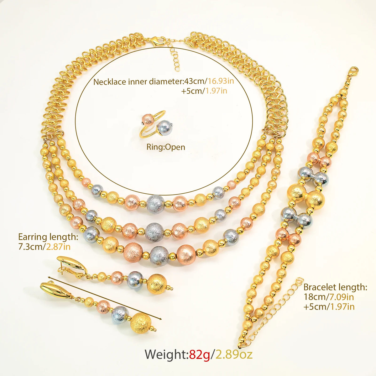 GZJPEI Women's Fashion Jewelry Set With Necklace Bracelet Earrings Ring