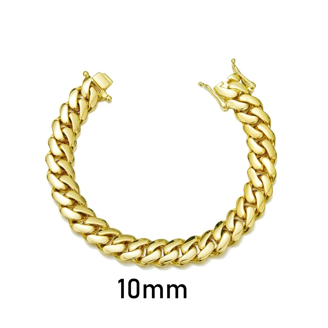 8-14mm Punk Rock Stainless Steel Rhombus Cuban MIami Link Chain Bracelets for Men Hip Hop Rock Jewelry Gold Color Jewelry Gift