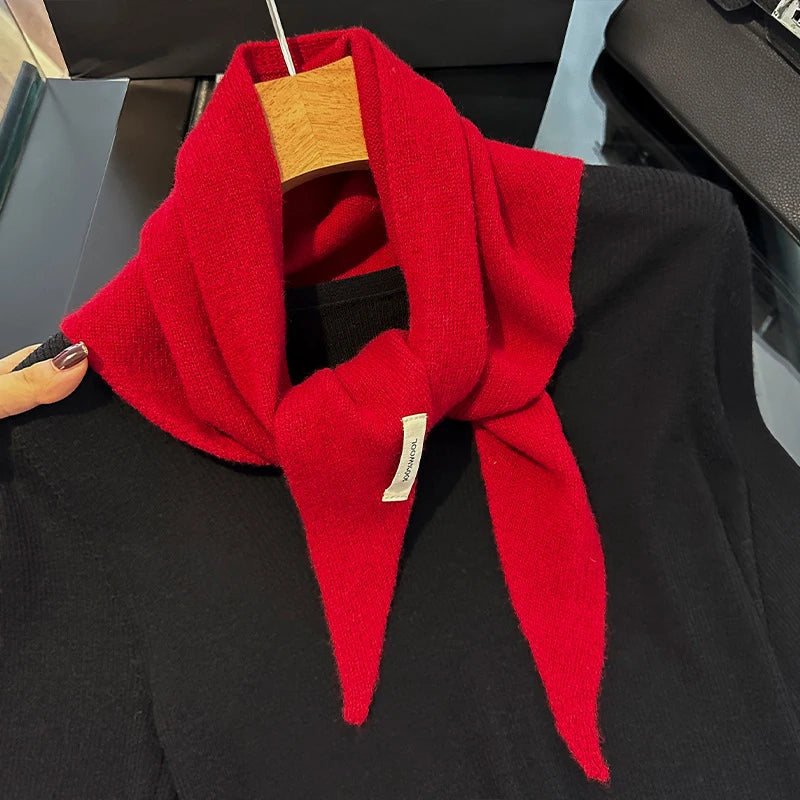Hundred Percent Wool British Korean Triangular Scarf Women Knit Shawl
