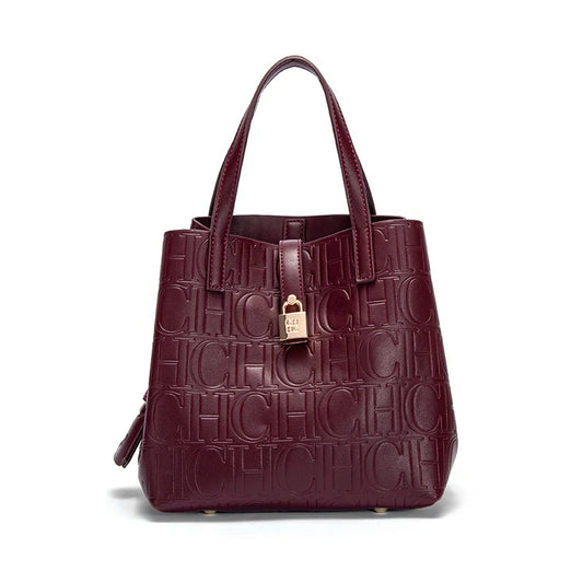 CHCH Women's PU Letter Detail Handbag With Open Pocket