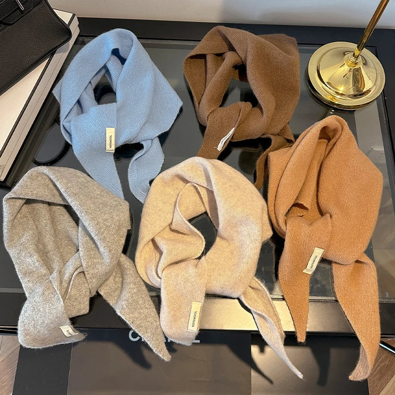 Hundred Percent Wool British Korean Triangular Scarf Women Knit Shawl