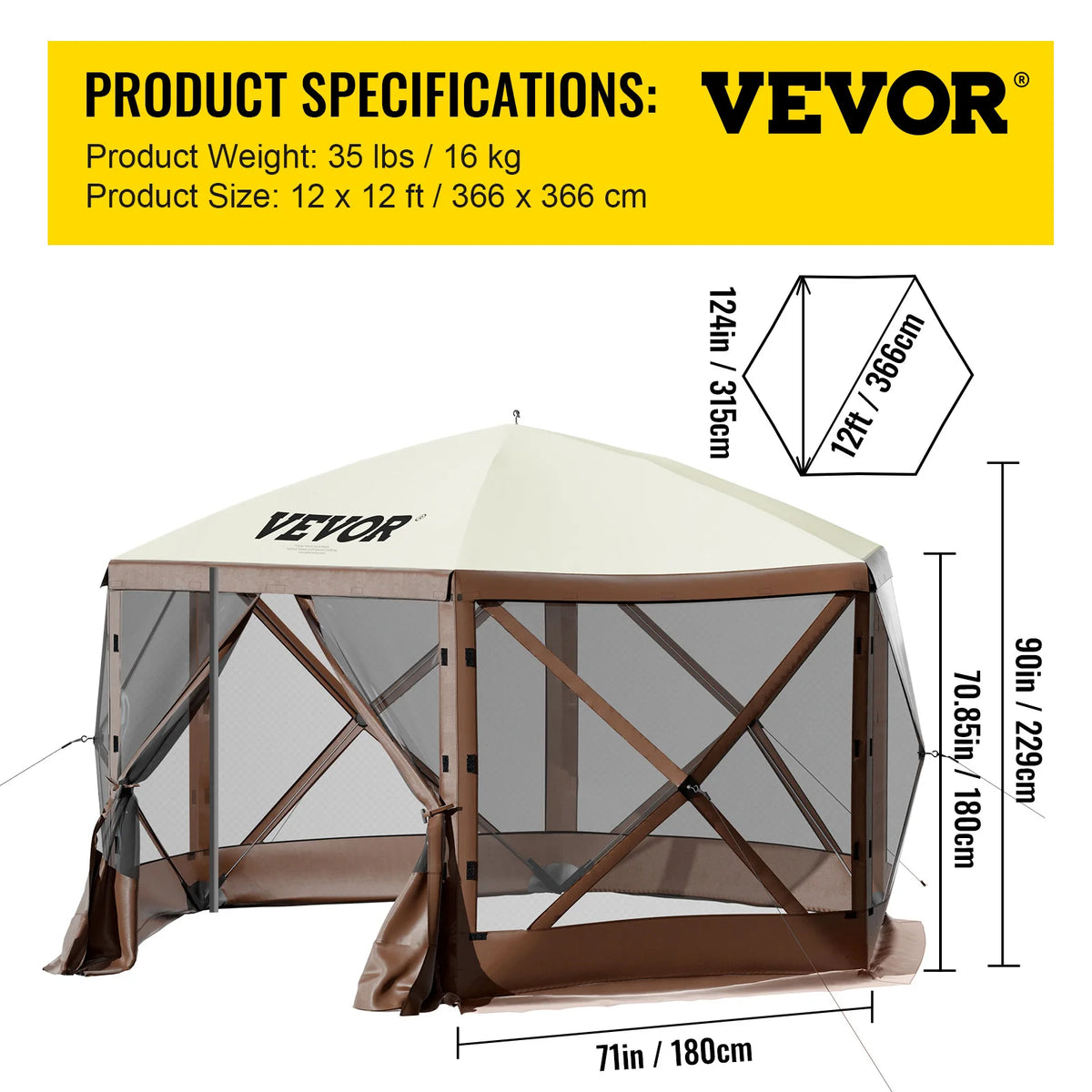 SucceBuy Pop Up Camping Gazebo Canopy Shelter With Insect Protection