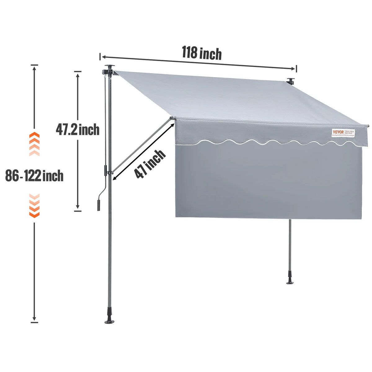 SucceBuy Manual Retractable Patio Awning With UV Protection