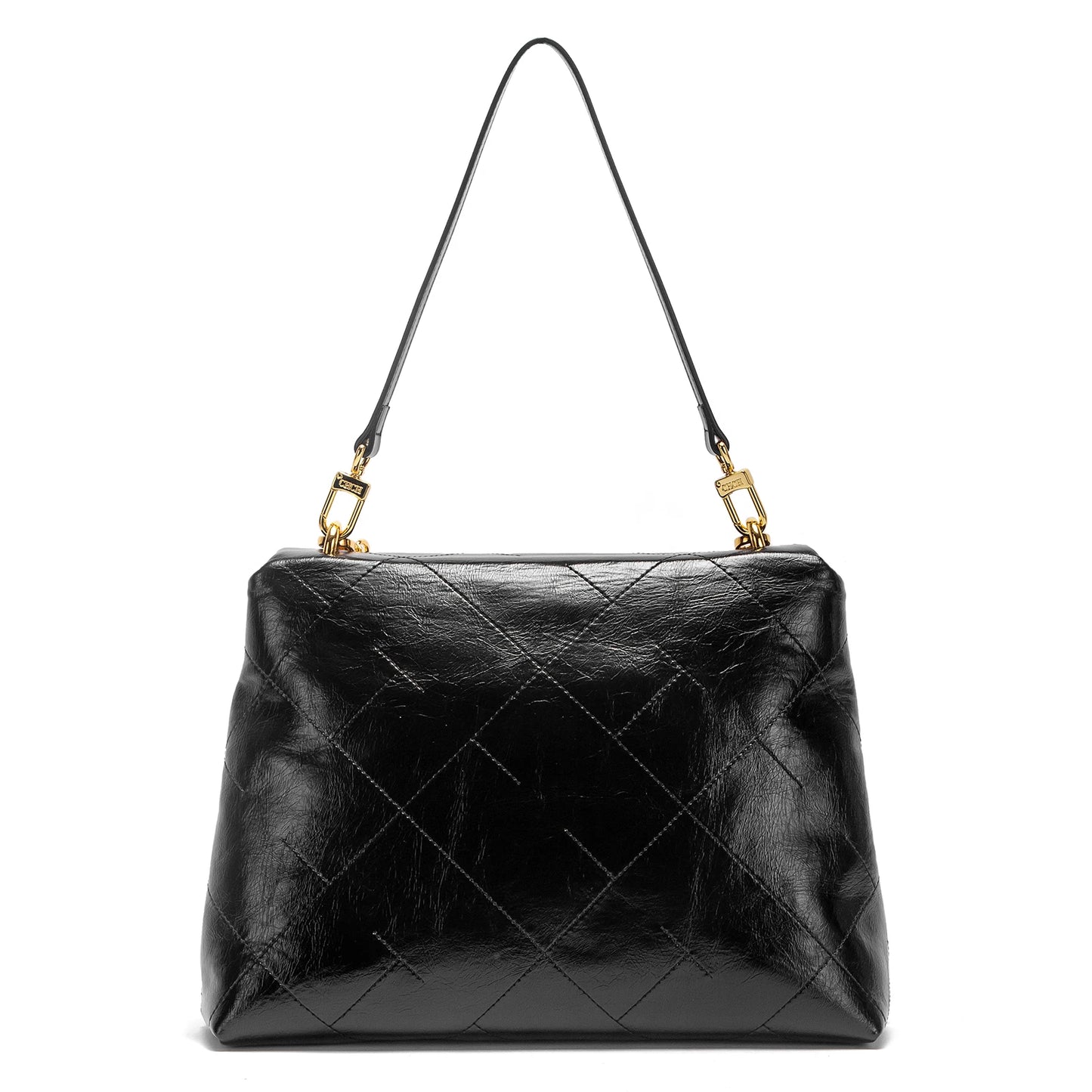 CHCH Women's Tote Bag 2026 Spring/Summer New Single Shoulder Bag Simple Black Diamond Grid Pattern Handbag