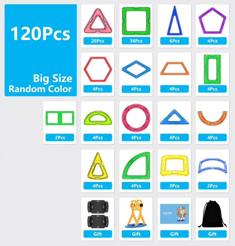 Magnetic Building Blocks DIY Magnets Construction Set Big Size Learning Montessori Educational Toys For Kid Magnet Tiles STEM