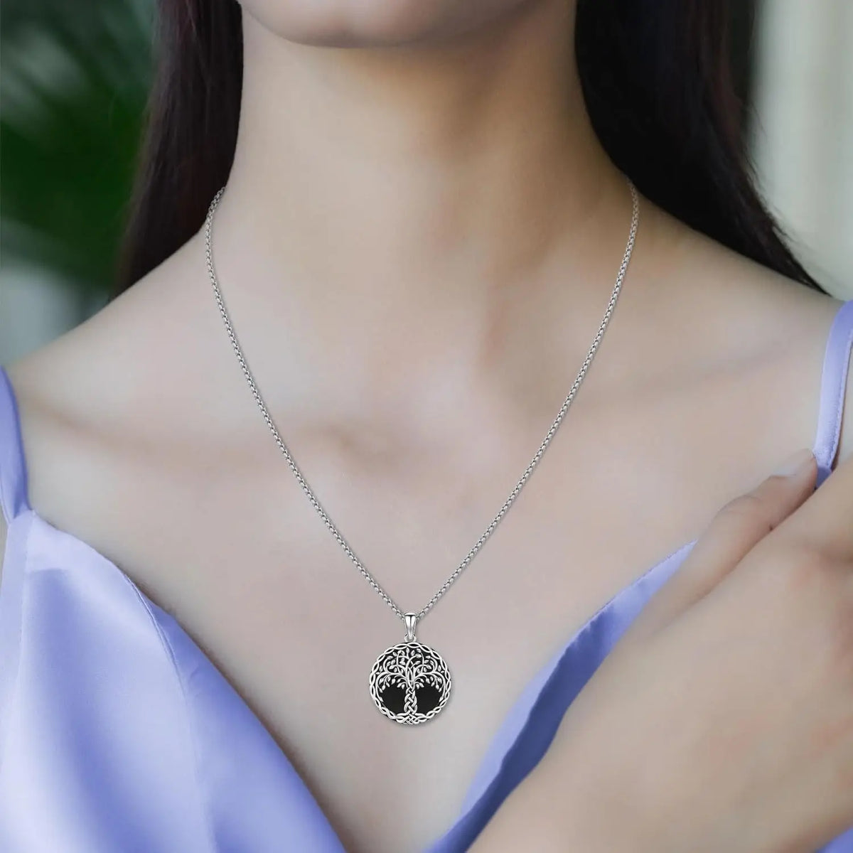 DRINSPER Sterling Silver Tree Of Life Celtic Knot Pendant Necklace