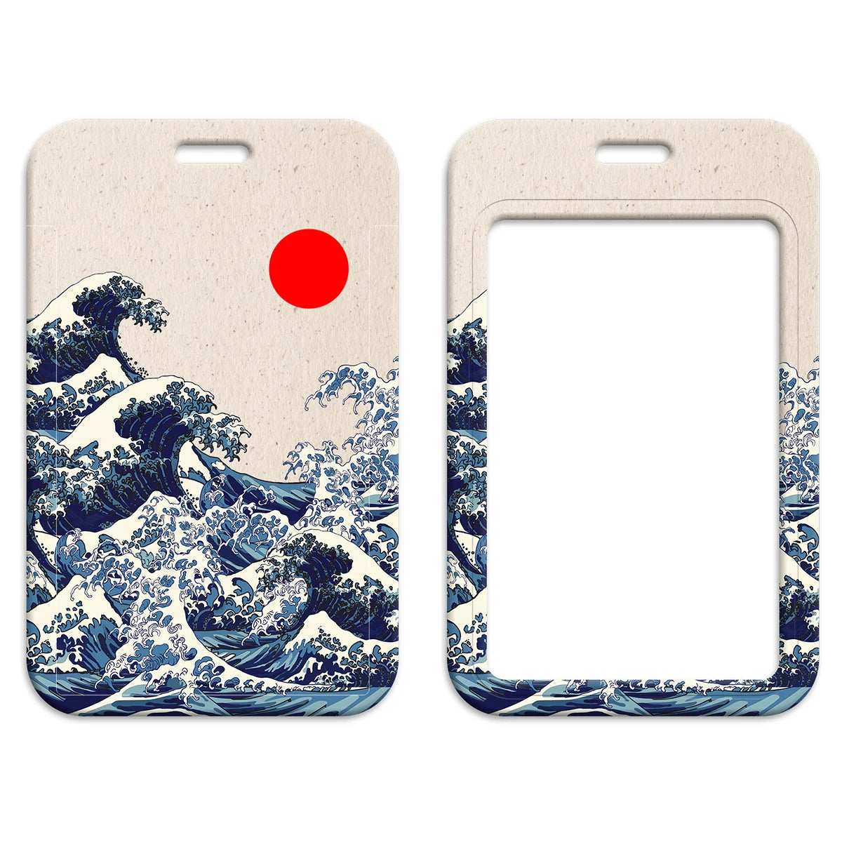 Art Japanese Waves Card Holder Lanyard Neck Strap for Key ID Card Phone Straps Badge Holder DIY Hanging Rope Cosplay Accessories