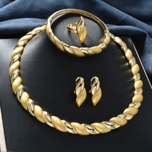 Elegant Jewelry Set Necklace Ring Earrings Bracelet For Women