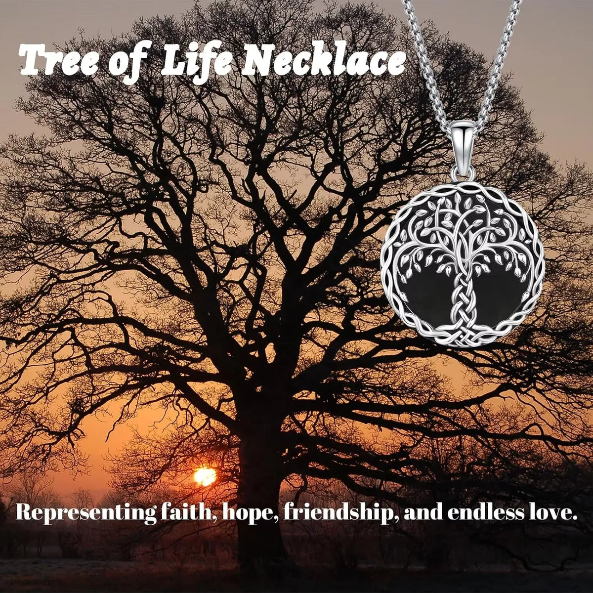 DRINSPER Sterling Silver Tree Of Life Celtic Knot Pendant Necklace