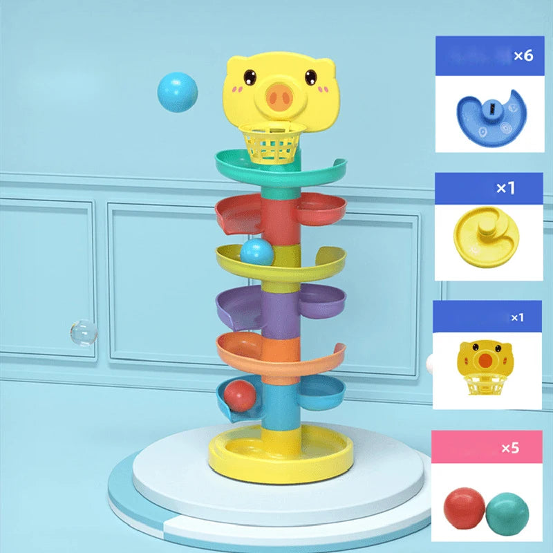 Baby Toy Ball Drop Toys for Toddler 1-3Y Rolling Ball Pile Tower Montessori Educational Stacking Games for Babies Sensory Toys