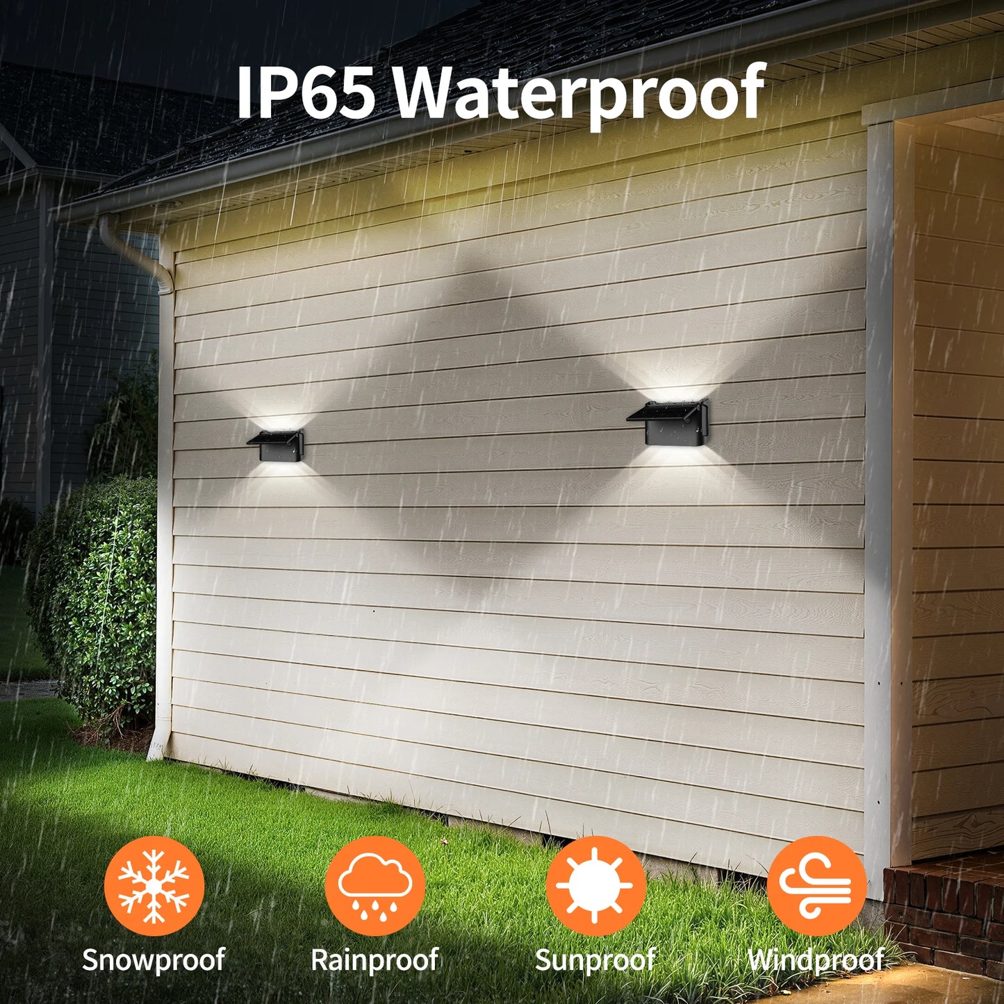 Intelamp Solar Wall Lights 2 Pack With Remote IP65 Waterproof