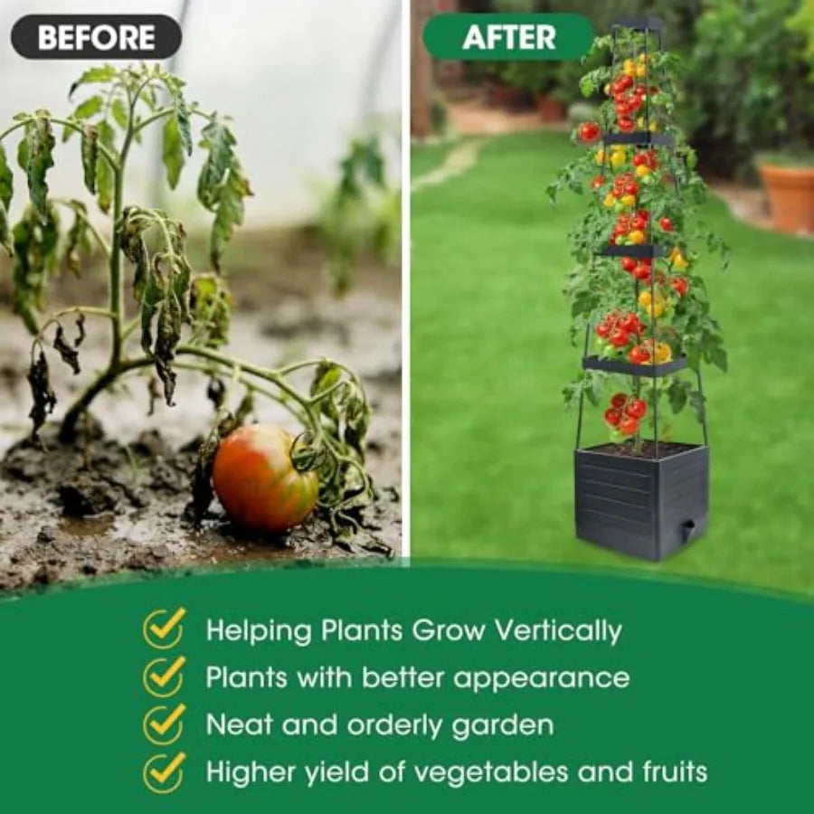 Raised Garden Planter Boxes With Trellis For Climbing Vegetables