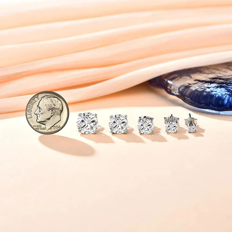 ATTAGEMS D VVS1 Moissanite Four Claw Earrings For Women Man S925 Sterling Silver Sparkling Wedding Jewelry Shipping from the USA