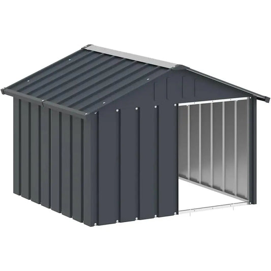 Dog House, Outdoor Pet Kennel with Weather Proo Roo, Durable Outdoor Puppy Shelter Kennel or Pet, Anthracite Galvanized Steel