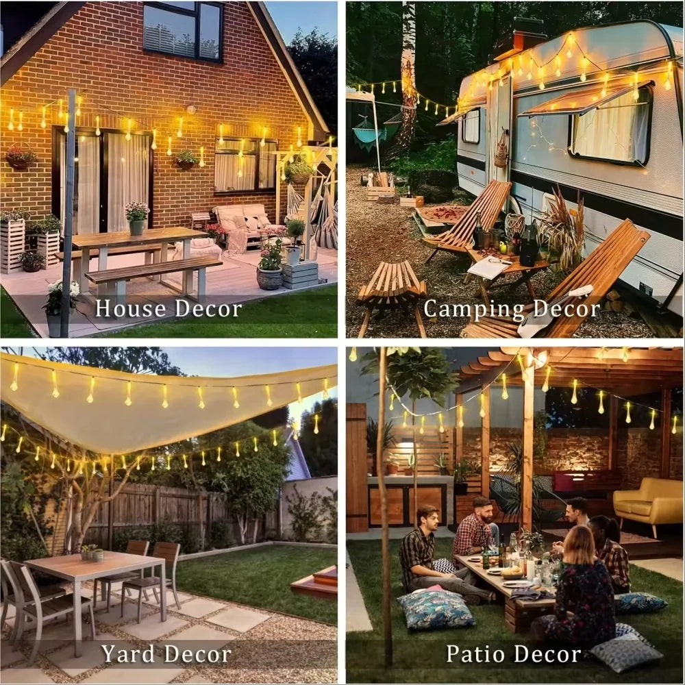 Solar Water Droplets LED String Lights Outdoor Decoration