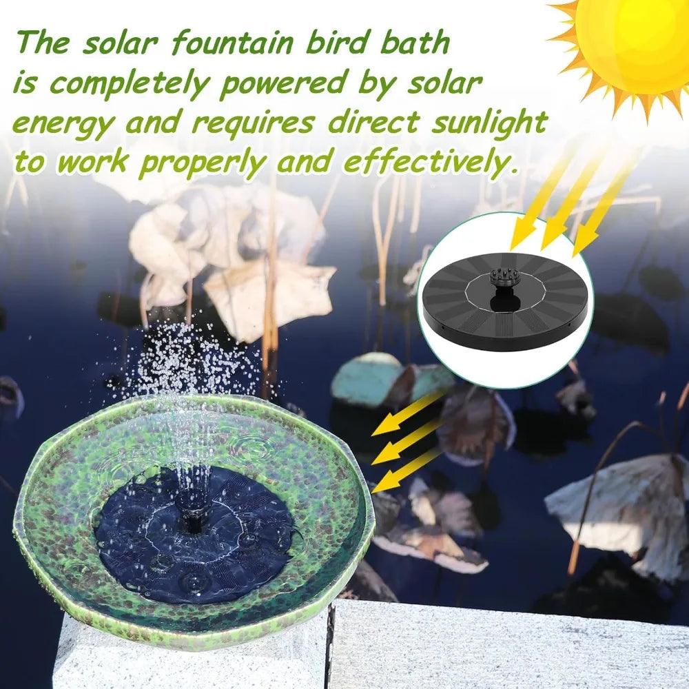 Solar Fountain Ceramic Bird Bath,Birdbaths for Outdoors,Outdoor Fountain Bird Bath,Garden and Home Décor