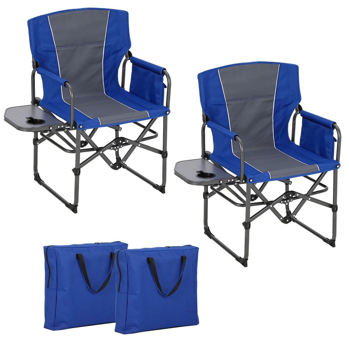HiMISS Heavy Duty Folding Camping Directors Chair With Side Table
