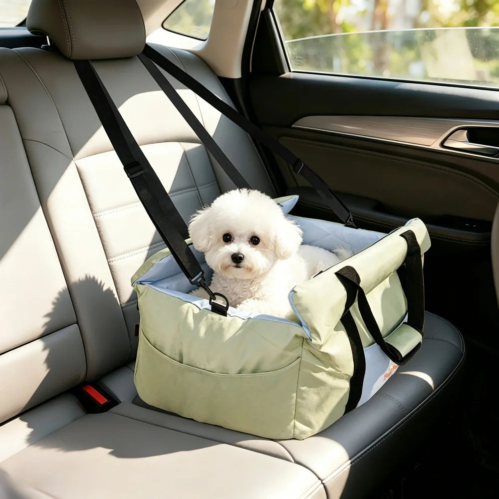 BORWART Portable Dog Car Seat Pet Booster Travel Carrier Bed
