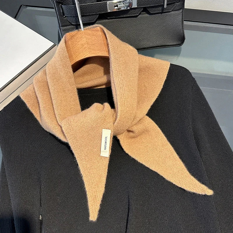 Hundred Percent Wool British Korean Triangular Scarf Women Knit Shawl