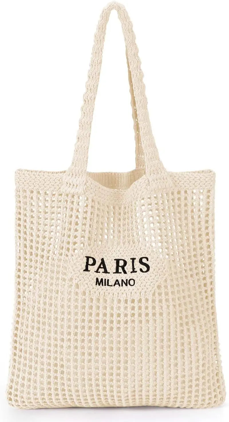 HATISAN Crochet Mesh Tote Bag for Beach and Everyday Travel