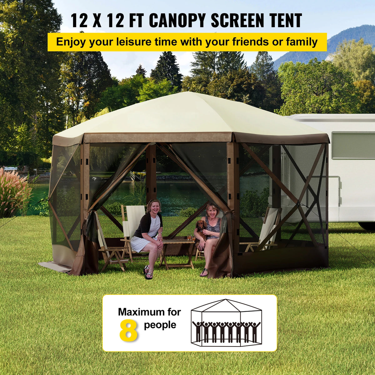 SucceBuy Pop Up Camping Gazebo Canopy Shelter With Insect Protection