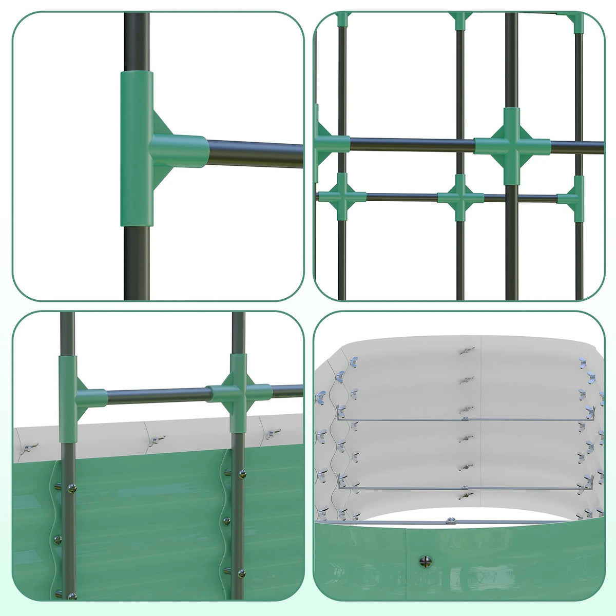 Galvanized Raised Garden Bed with 96in Arch Trellis, Rustproof Expandable Planter Box for Vines Flowers Herbs