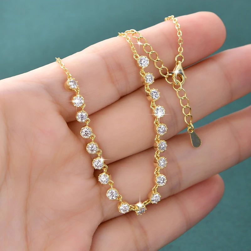 OXTAO Bubble-Style Moissanite Smile Necklace D VVS1 for Women Girls 14K Gold Filled Moissanite Choker Necklace Wedding Jewelry