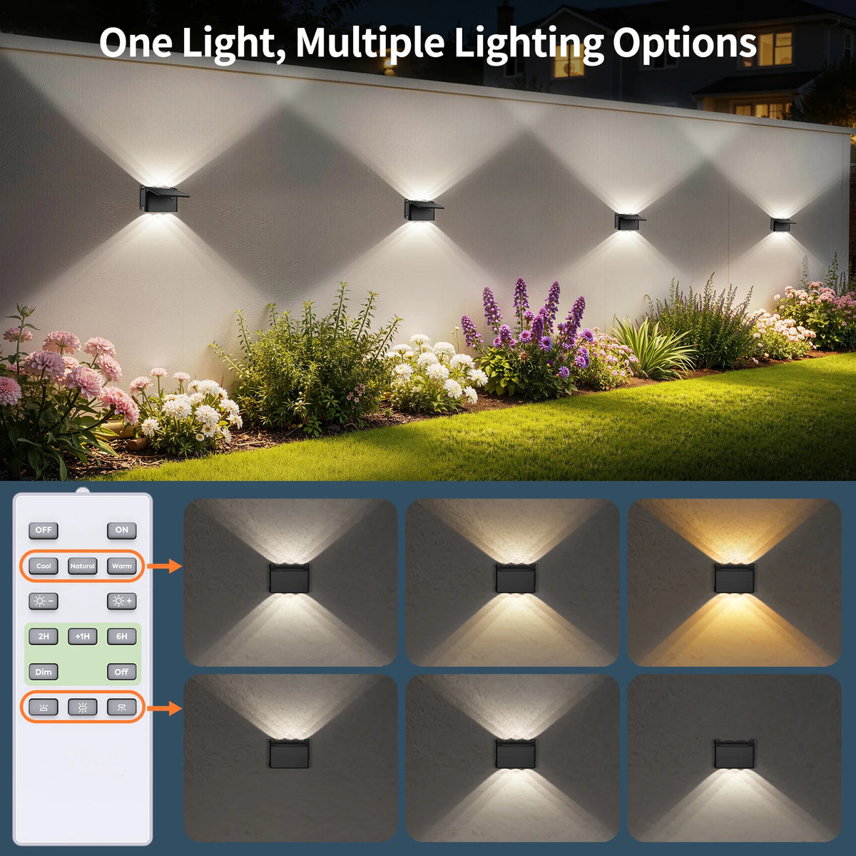 Intelamp Solar Wall Lights 2 Pack With Remote IP65 Waterproof