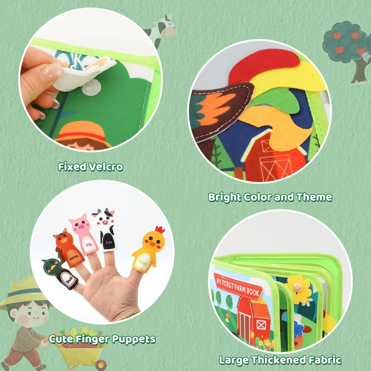 Montessori Farm Busy Book Sensory Learning Toy for Toddlers