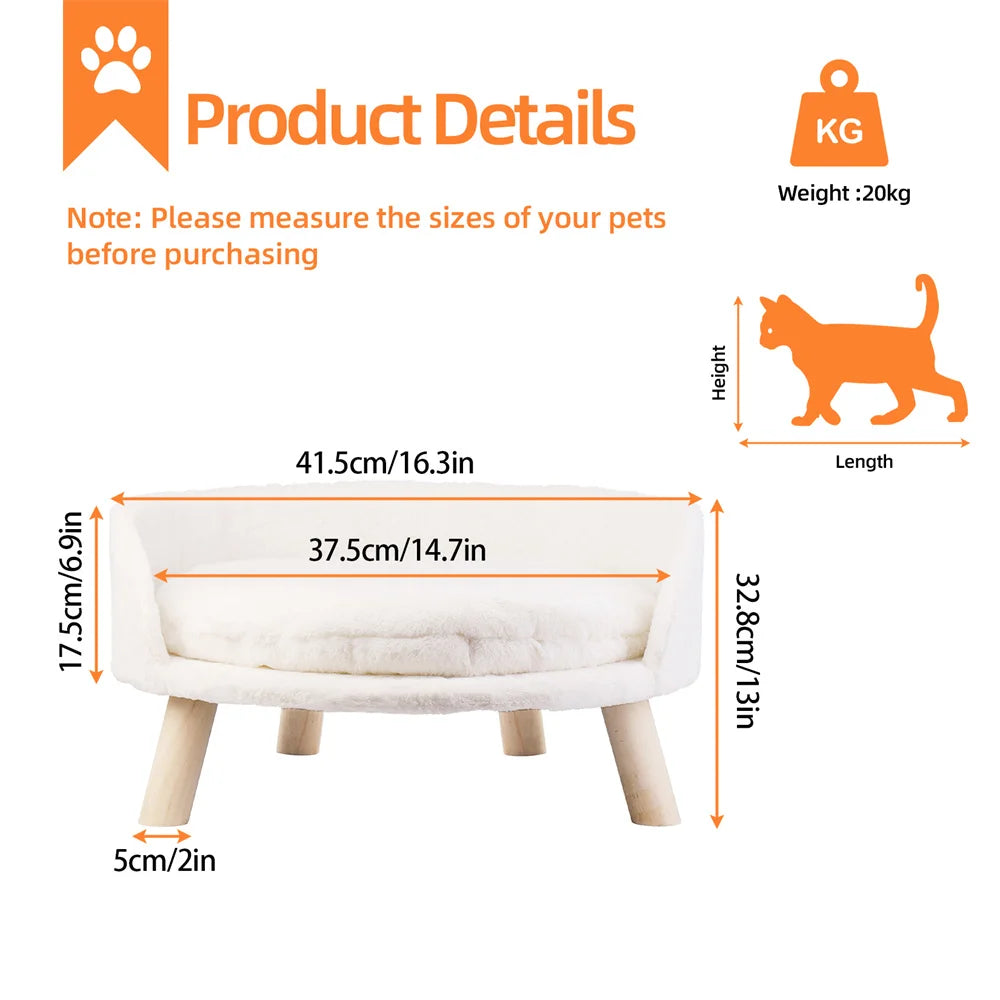 BORWART Ultra Soft Elevated Pet Sofa Bed With Removable Cover