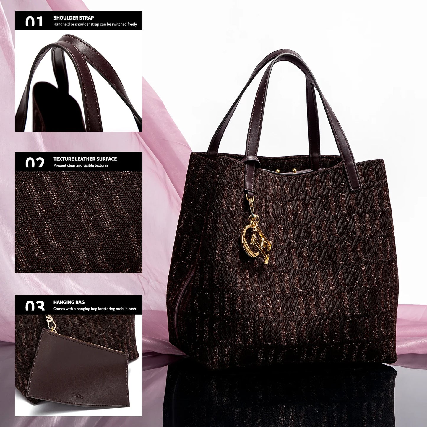 Large Capacity Letter Design Small Card Bag Accessories Handbag Fashion New Solid Color Women's Bucket Bag