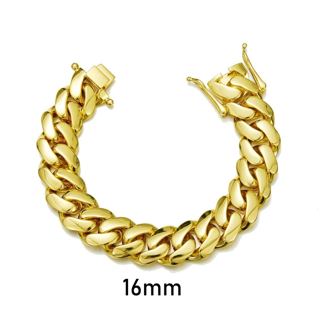 8-14mm Punk Rock Stainless Steel Rhombus Cuban MIami Link Chain Bracelets for Men Hip Hop Rock Jewelry Gold Color Jewelry Gift