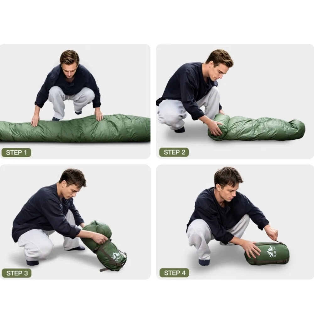 Night Cat Duck Down Mummy Sleeping Bag For Outdoor Camping Hikes