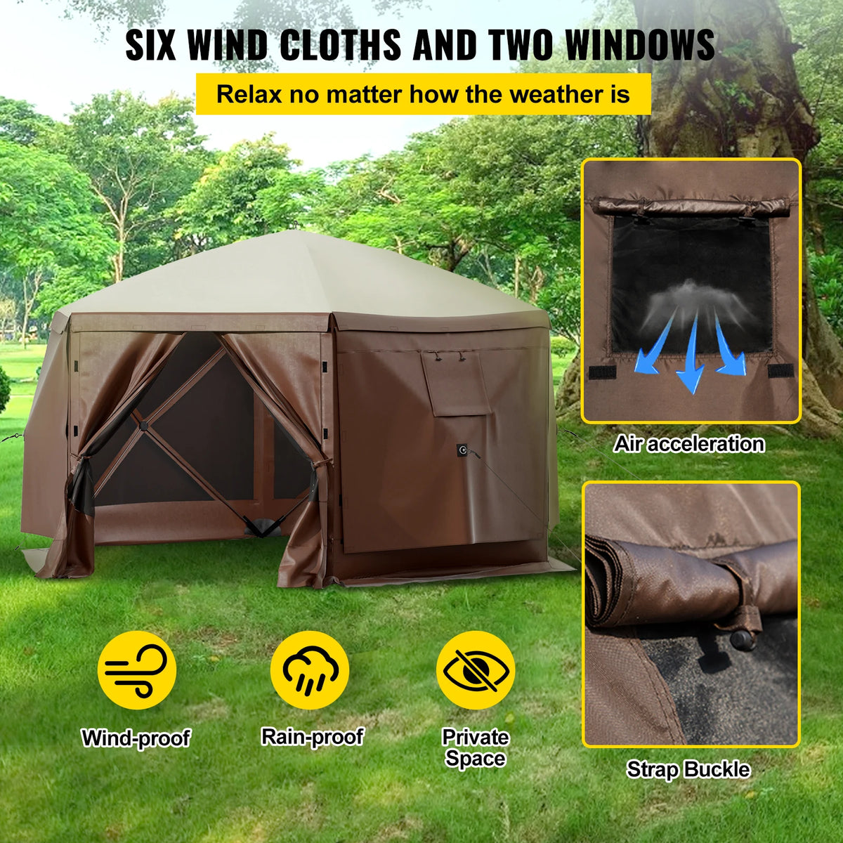 SucceBuy Pop Up Camping Gazebo Canopy Shelter With Insect Protection