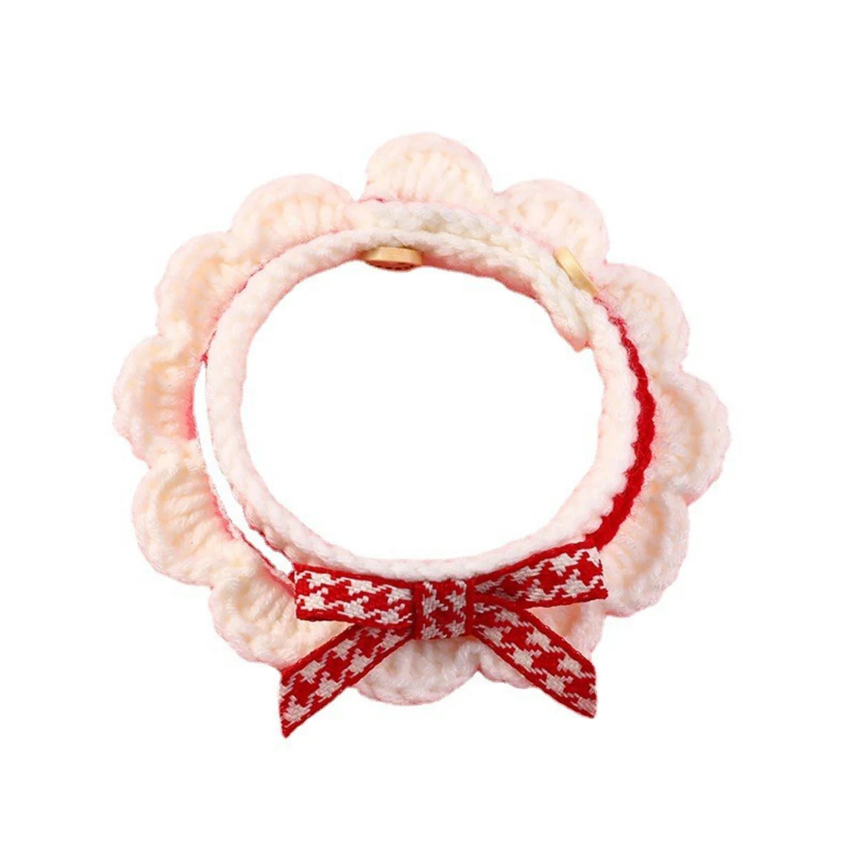Adjustable Knitted Pet Collar With Bow Detail For Cats And Puppies