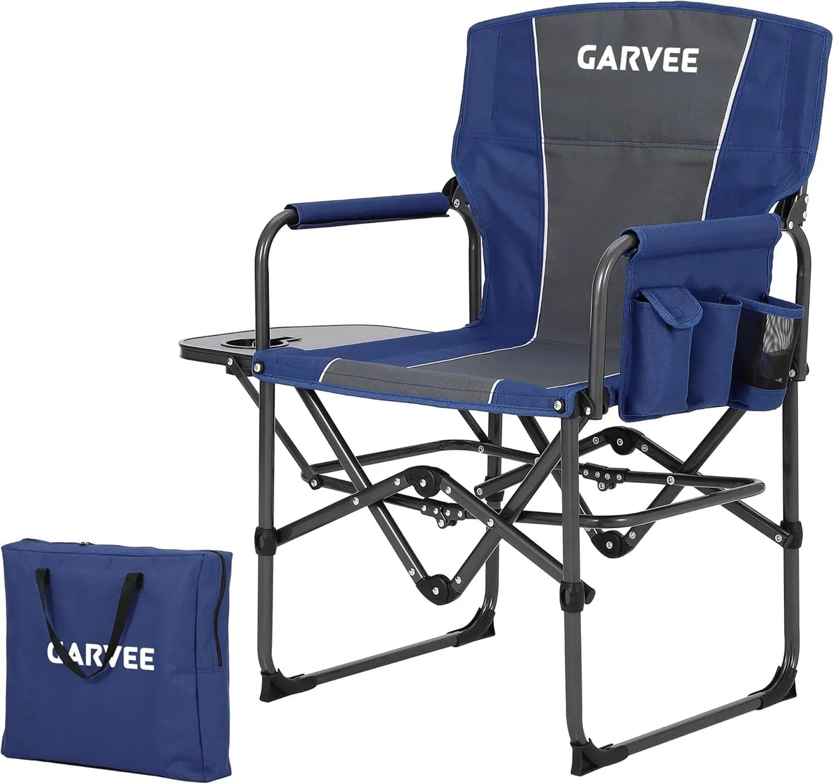HiMISS Heavy Duty Folding Camping Directors Chair With Side Table