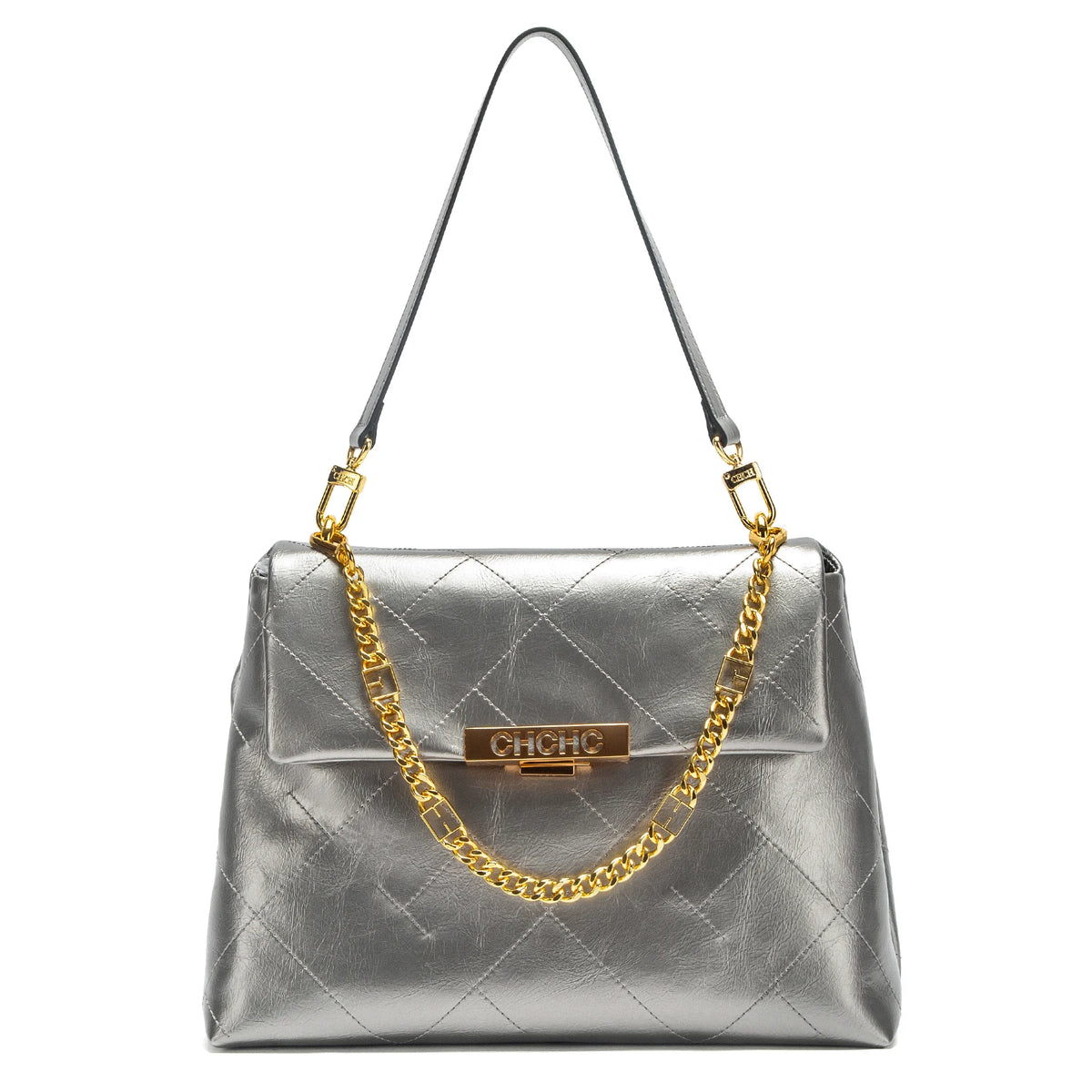 CHCH Women's Tote Bag 2026 Spring/Summer New Single Shoulder Bag Simple Black Diamond Grid Pattern Handbag