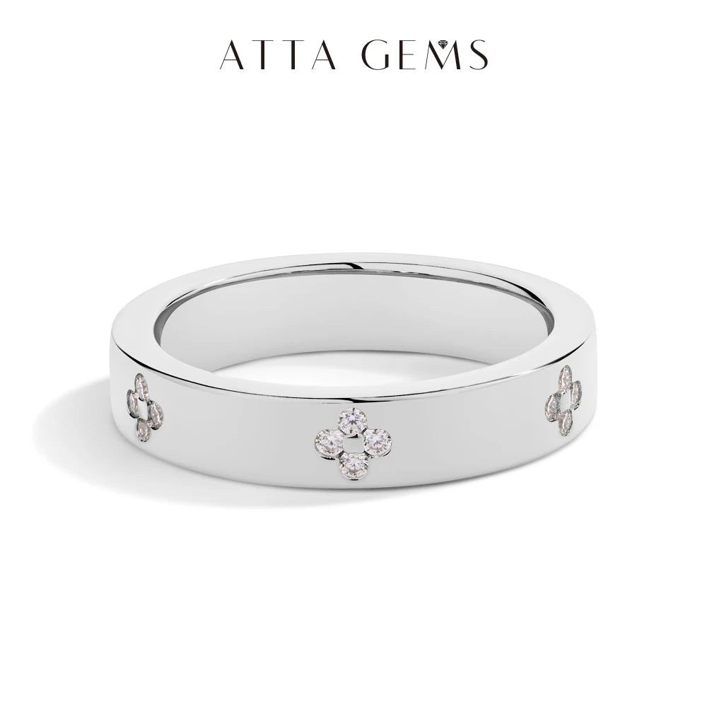 ATTAGEMS Simple D VVS1 Moissanite Ring Round Cut 1.2mm S925 Sterling SIlver Wedding Band Jewelry For Women Shipping from the USA