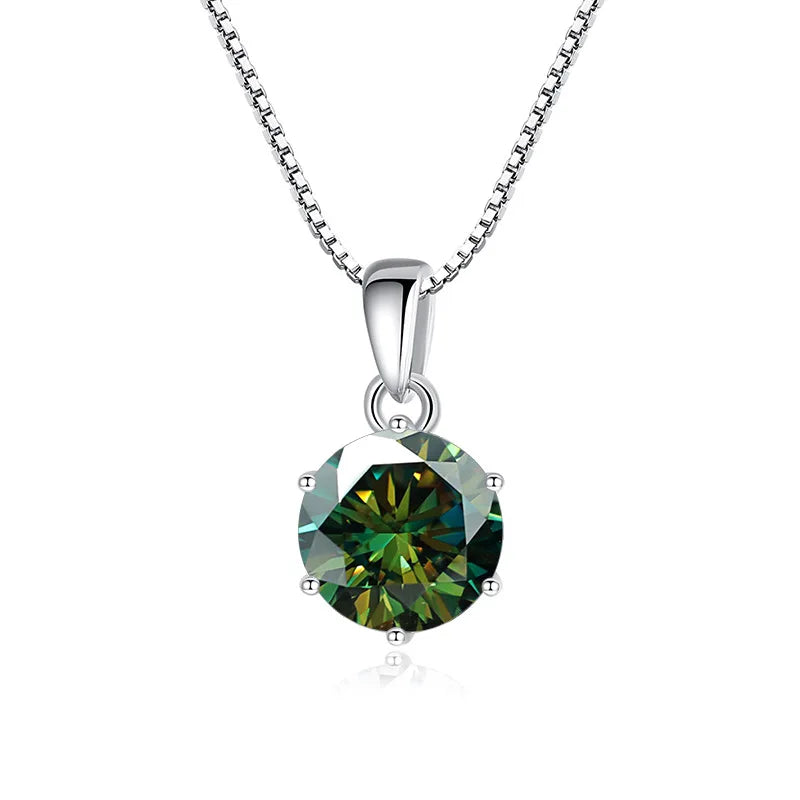 Genuine Moissanite Pendant Necklace For Women In 925 Sterling Silver