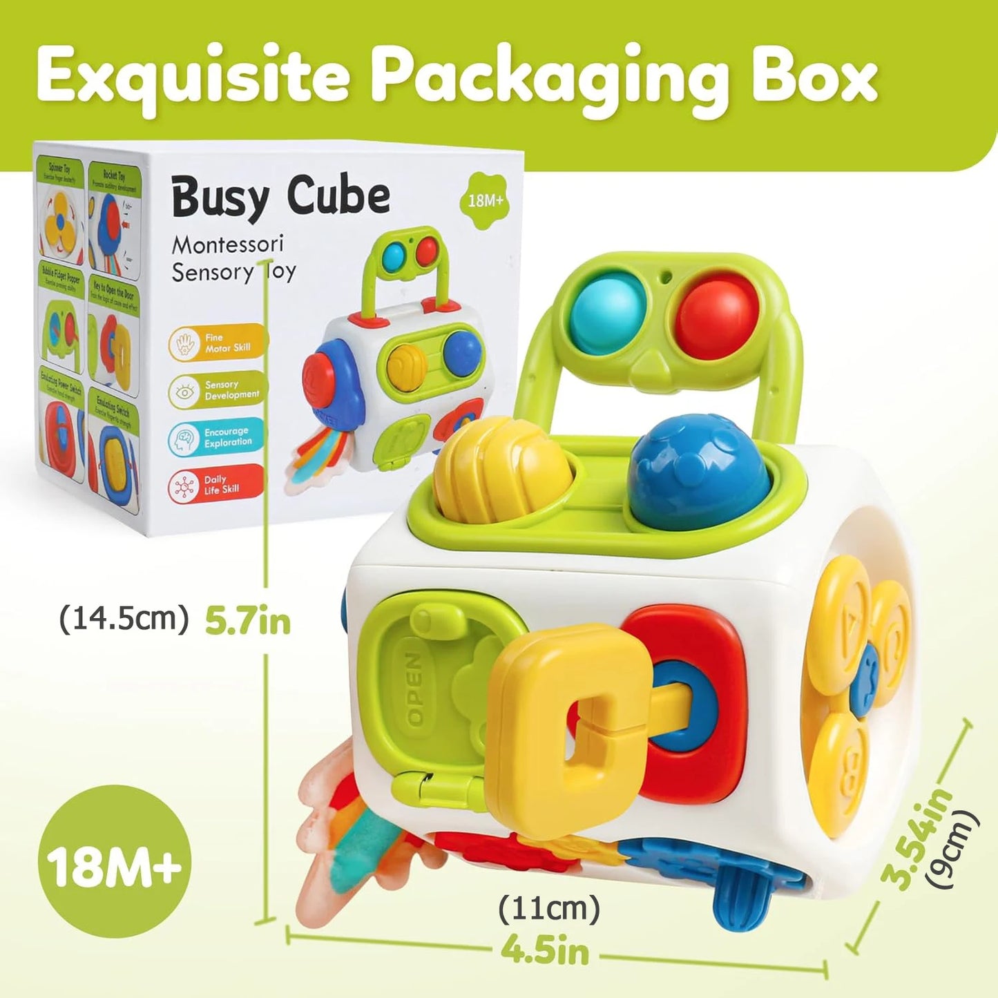 Busy Board Montessori Busy Cube Toys for Toddler Sensory Activities Early Educational Learning Travel Toys Gift for Kids