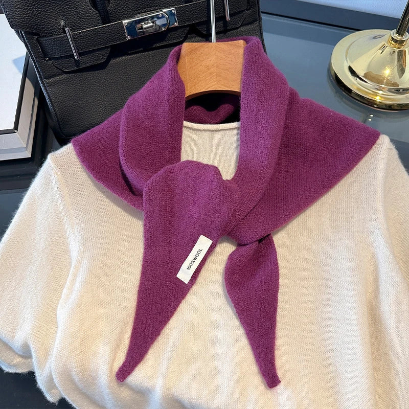 Hundred Percent Wool British Korean Triangular Scarf Women Knit Shawl