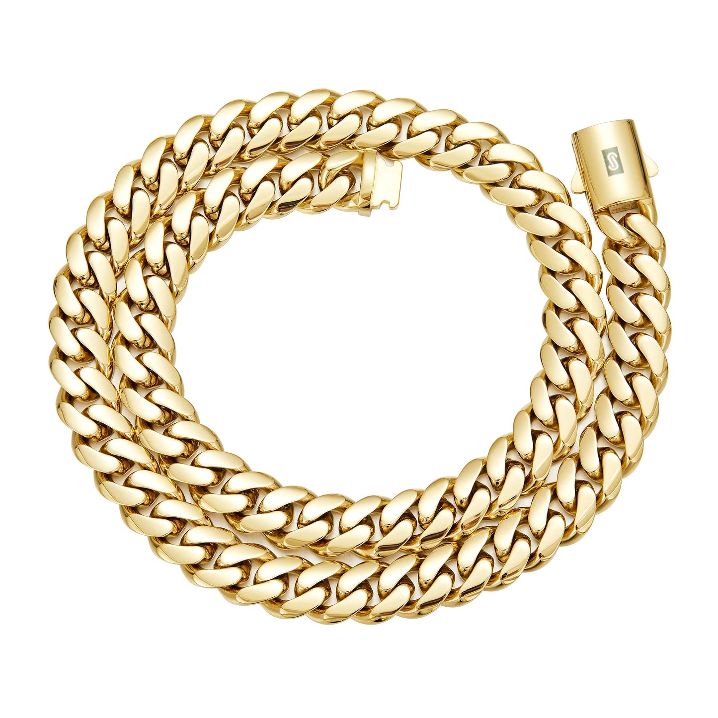 6-14mm wide Stainless Steel Cuban Miami Chains Necklaces  unisex Necklace Chain 316L 14K gold-plated Hip Hop Bracelet Gold Color