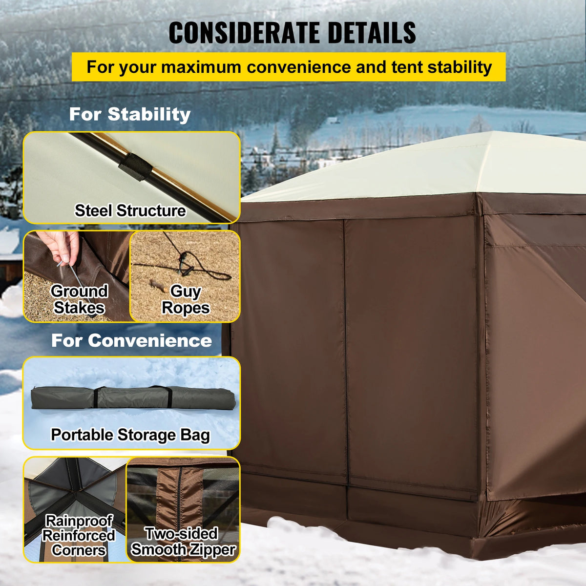 SucceBuy Pop Up Camping Gazebo Canopy Shelter With Insect Protection