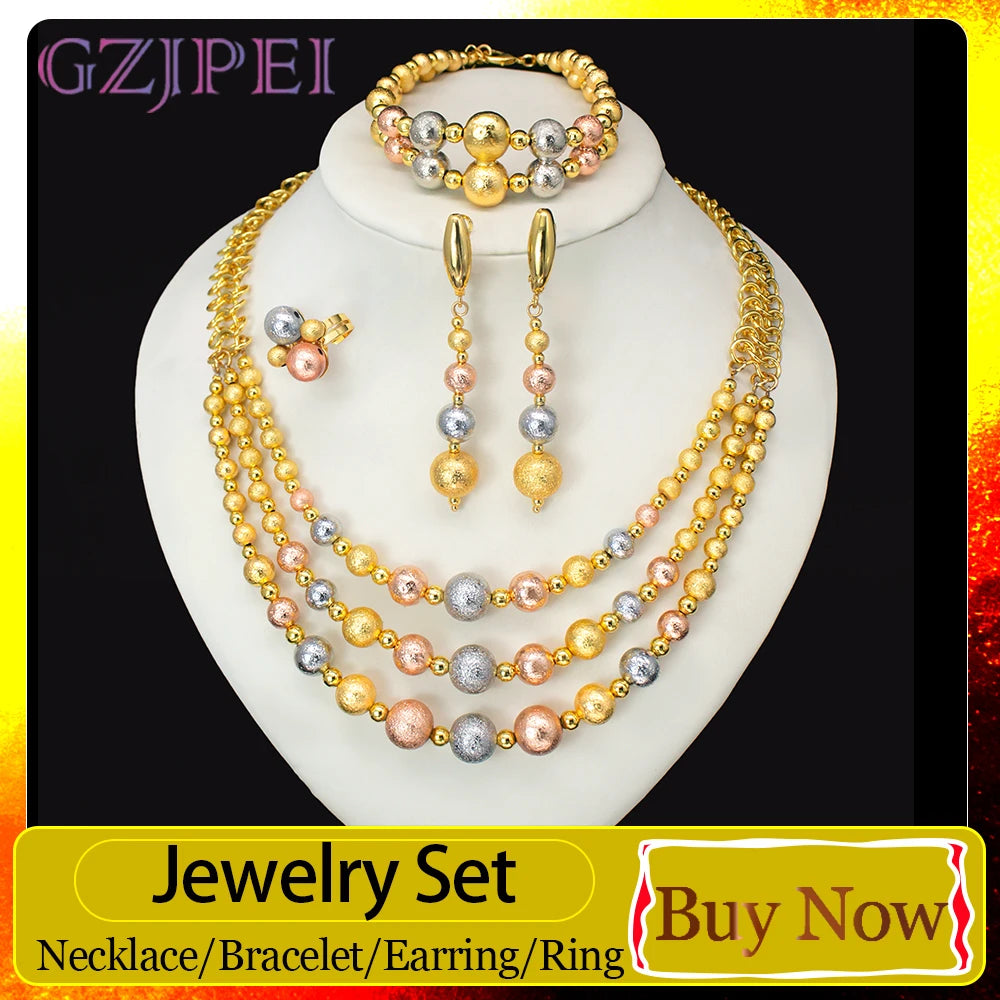 GZJPEI Women's Fashion Jewelry Set With Necklace Bracelet Earrings Ring