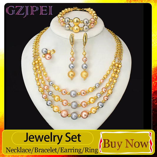 GZJPEI Women's Fashion Jewelry Set With Necklace Bracelet Earrings Ring
