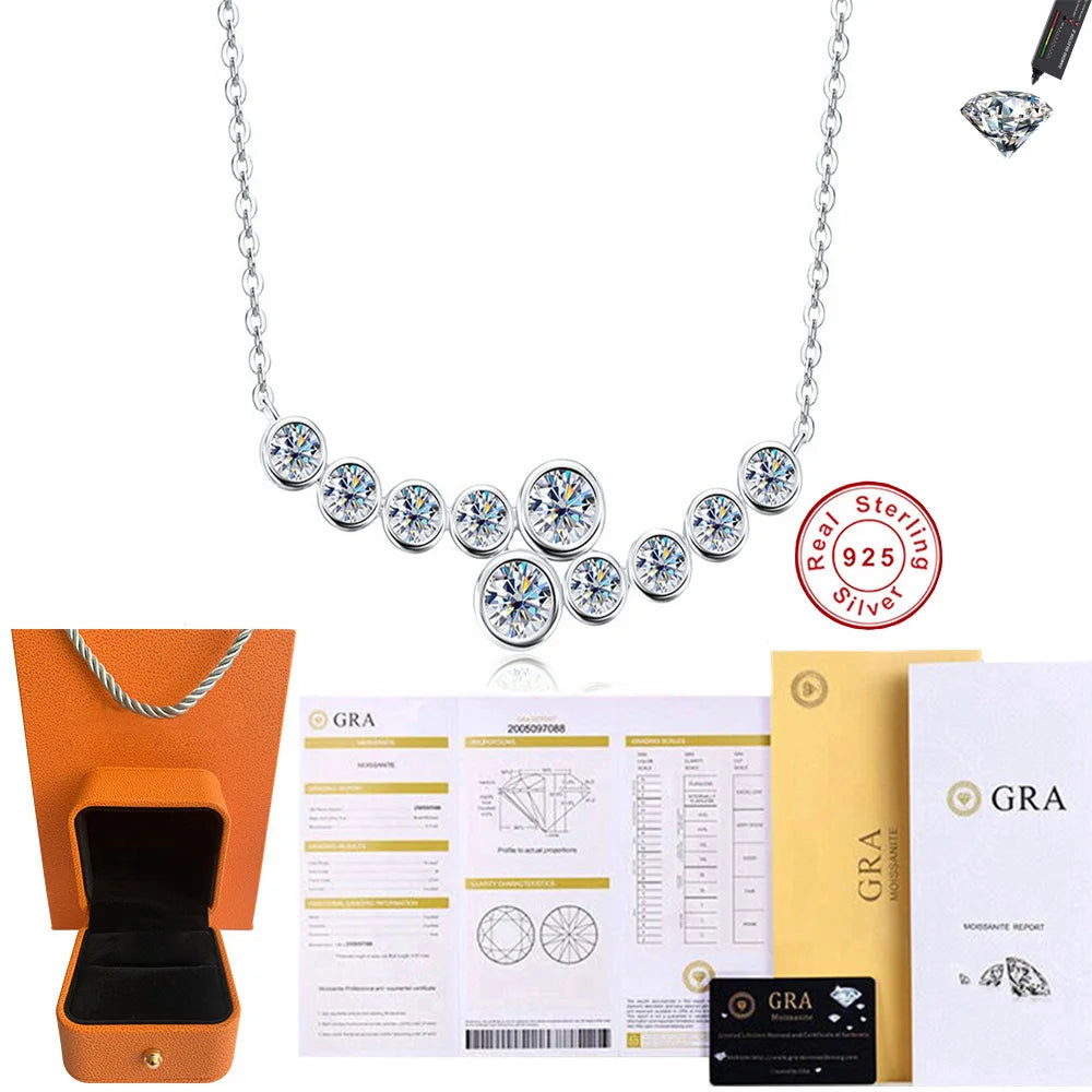 CBTB Moissanite Symmetrical Pendant Necklace in Sterling Silver