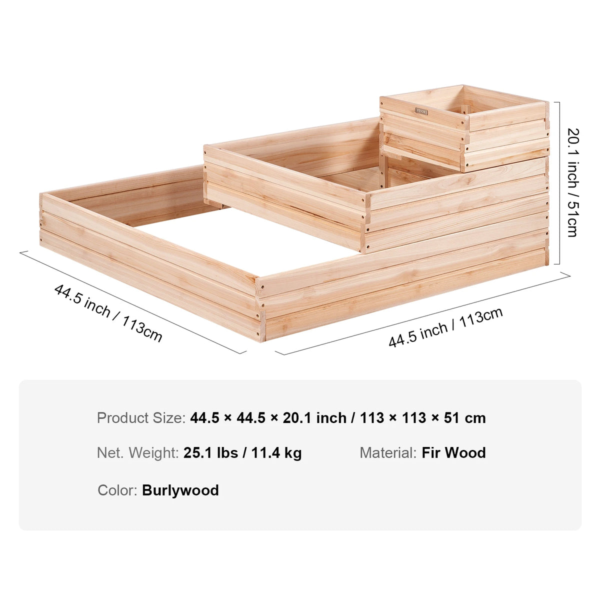 SucceBuy Wooden Raised Garden Bed Planter Box Elevated/Floor w/ Whole Kit and Drainage System for Planting Flower Vegetable Herb