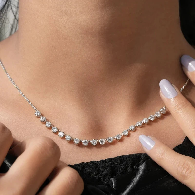 OXTAO Bubble-Style Moissanite Smile Necklace D VVS1 for Women Girls 14K Gold Filled Moissanite Choker Necklace Wedding Jewelry